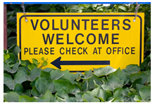 Volunteers Welcome sign